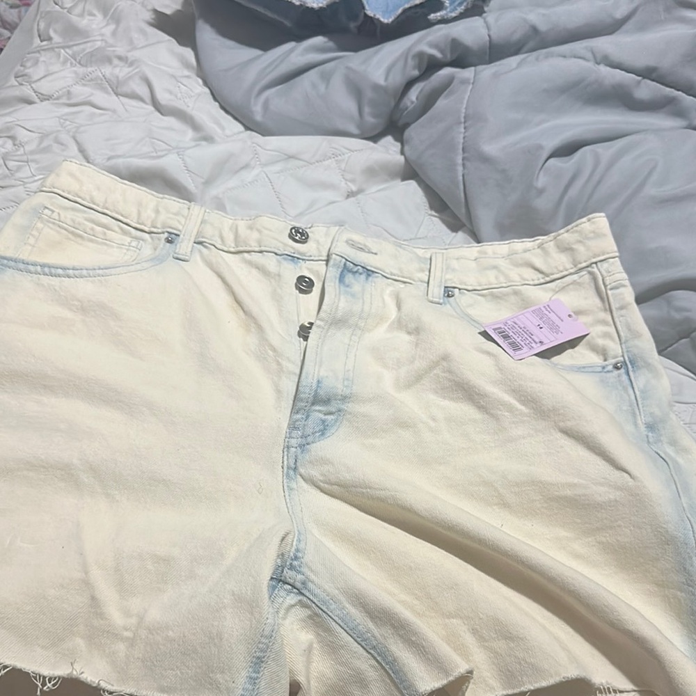 Target Women's Jean Shorts - Cream and Light Blue
